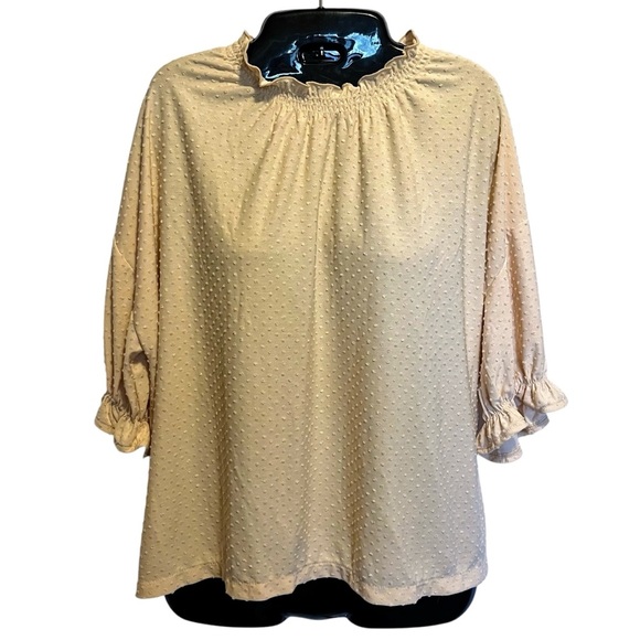 Madewell L Texture & Thread Clip Dot Ruffle Top Butter Yellow Peasant Blouse - Picture 1 of 8